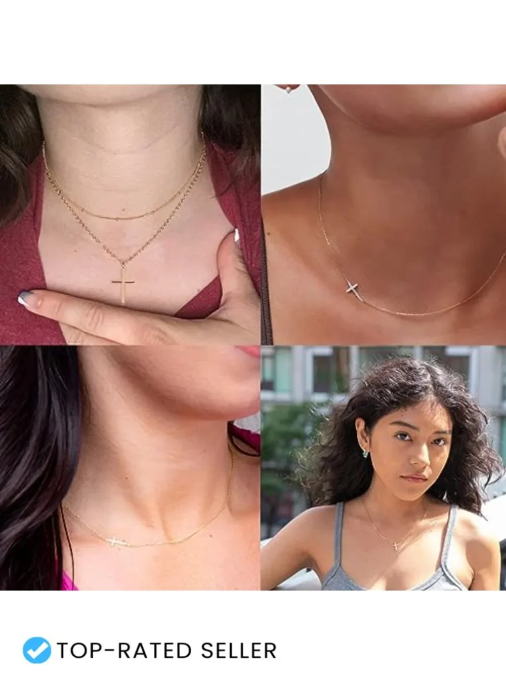 Layered Cross Pendant Necklace for Women & Teen Girls, Tarnish Free,